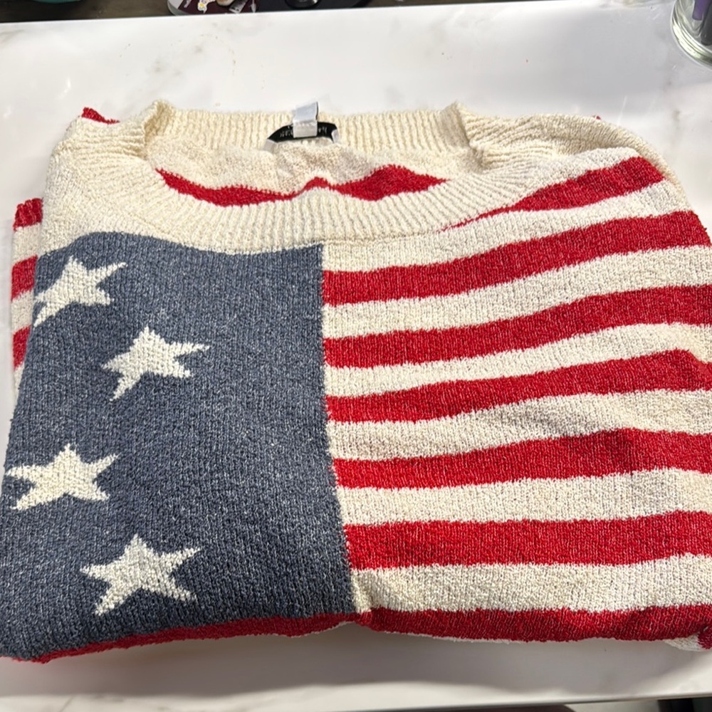 Peace Love World American Flag Sweater